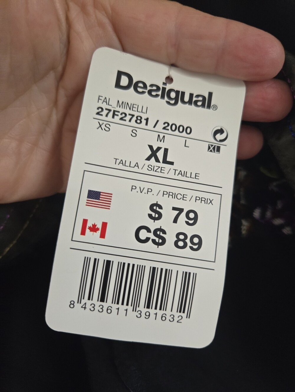 NWT Desigual Black Floral Embroidered Tube Skirt XL - Picture 7 of 7